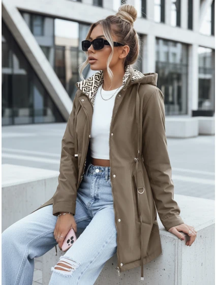 Kurtka parka damska z odpinanym kapturem khaki FashionStreet TY5451