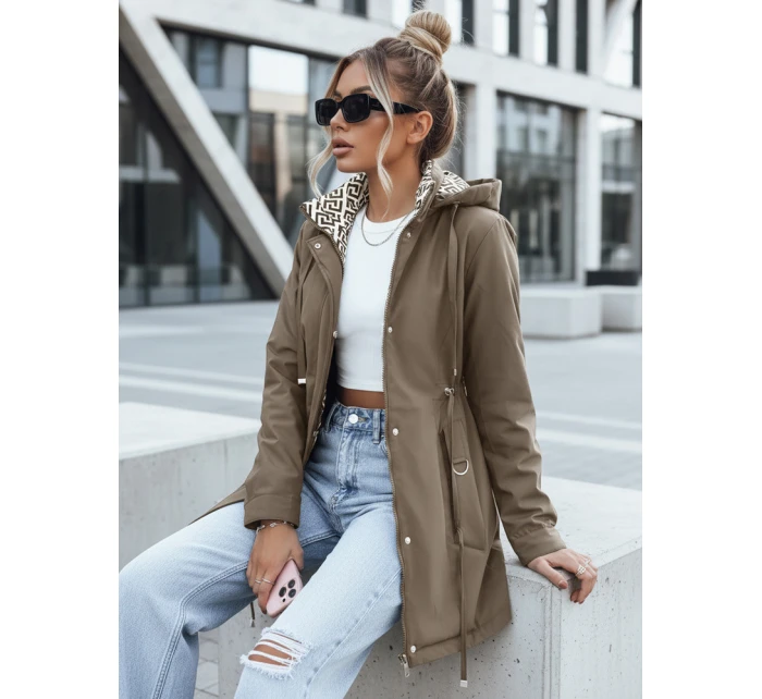 Kurtka parka damska z odpinanym kapturem khaki FashionStreet TY5451