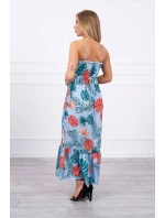 Šaty s motivem listů v modré barvě