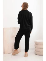 Dámská souprava máslová z viskózy s rozepínací mikinou a kalhotami černý Dámská souprava máslová z viskózy s rozepínací mikinou a kalhotami černý