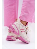 Dámské Kožené Tenisky model 21692727 Růžové - Goe