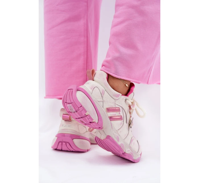 Dámské Kožené Tenisky model 21692727 Růžové - Goe