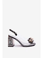 Průhledné sandály na podpatku Vinceza 70121 Černé