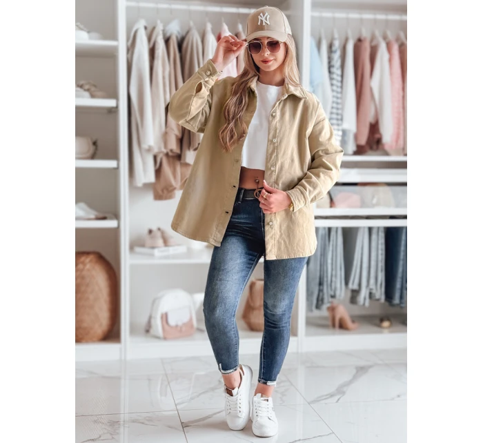 Dámská přechodná košilová bunda oversize KOSMOJACK c.beige FashionStreet TY4841