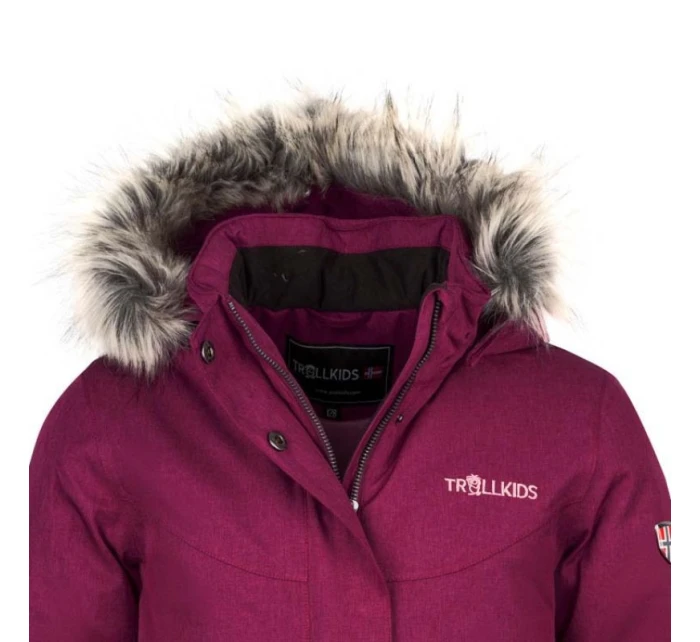 Trollkids Dívčí zimní bunda Oslo Coat XT zateplený kabát s kapucí růžová (180-229)