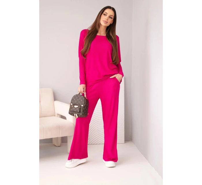 Dámský viskózový komplet s volnou blůzou a kalhotami fuchsie
