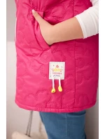 Dámská vesta Plus Size s kapucí a květinovým prošíváním fuchsie