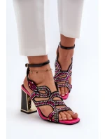 Ozdobené Dámské Sandály Na Podpatku D&A model 21660322 Černé - S.Barski