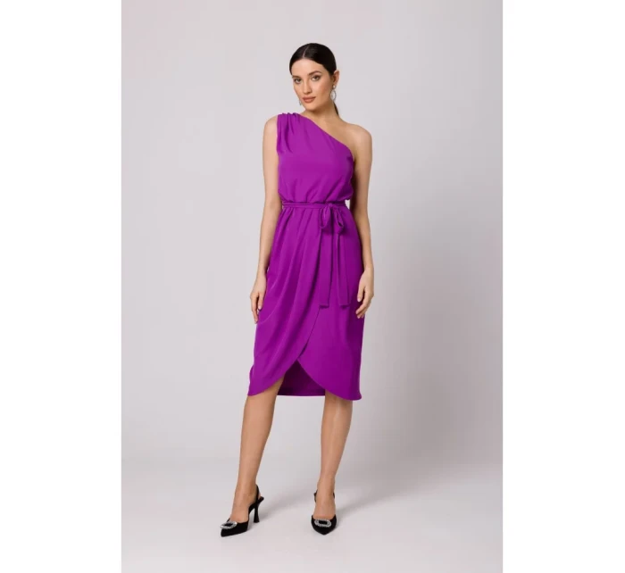 K160 Šaty na jedno rameno - levandulové