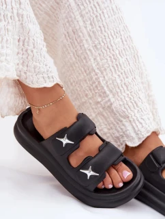 Dámské pěnové pantofle na platformě – černé