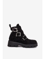 Dámské kotníkové boty s pásky a stříbrnými přezkami Helisse - černé Dámské kotníkové boty s pásky a stříbrnými přezkami Helisse - černé