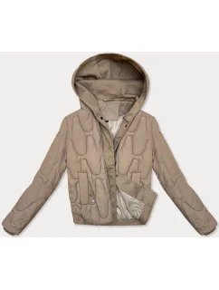 Krátká béžová zimní bunda s ozdobnou kapucí model 21248205 - S'WEST