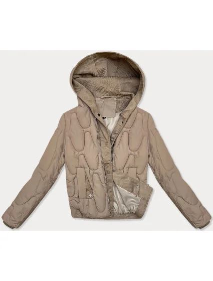 Krátká béžová zimní bunda s ozdobnou kapucí model 21248205 - S'WEST
