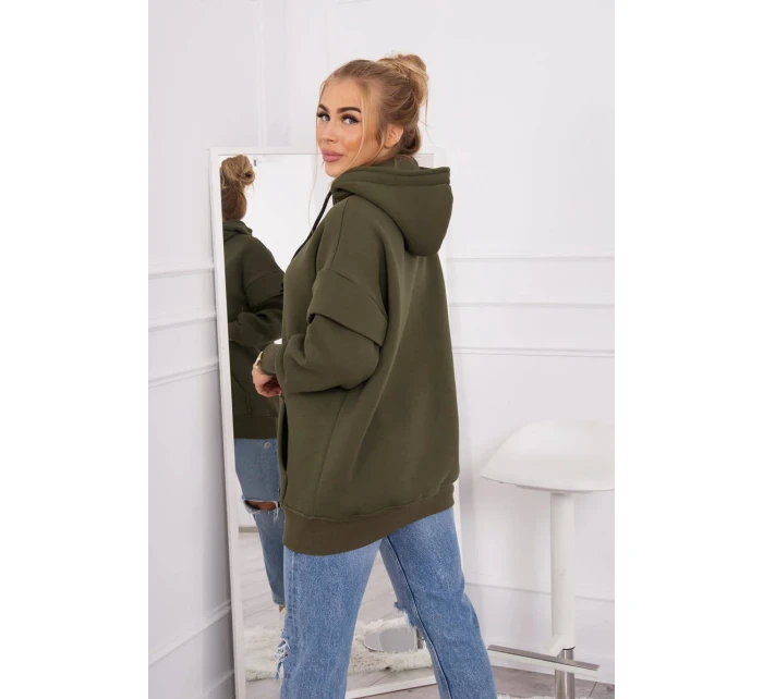 Zateplená halenka s polovičním rolákem khaki barvy