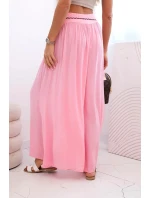 Dámské kalhoty z viskózy se širokými nohavicemi bonbónově růžová Dámské kalhoty z viskózy se širokými nohavicemi bonbónově růžová