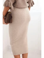 Dámská viskózová tužková sukně s elastickým pasem tmavě béžová