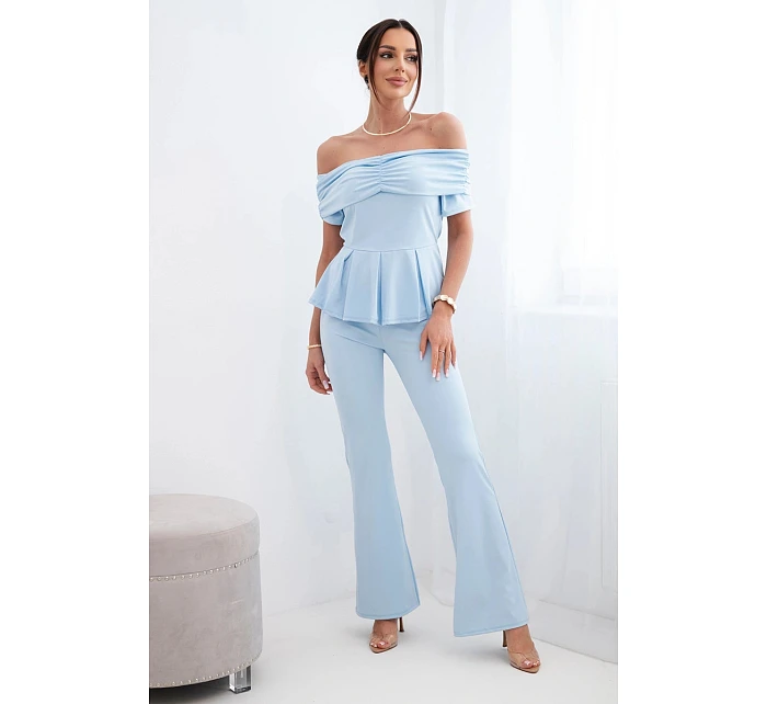 Dámský bavlněný komplet s krátkým rukávem a šortkami žlutý