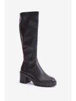 Černé kozačky nad kolena na sloup Vinceza 58332 Černé kozačky nad kolena na sloup Vinceza 58332