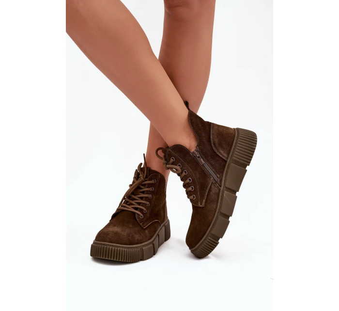 Semišové Nízké Dámské Na Platformě Big Star Hnědé model 21708662 - Big Star Shoes