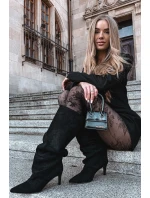 kozačky na jehlovém podpatku z veluru vyhřívané černé model 21757771 - Boto