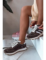 Kožené semišové tenisky dámské na platformě S.Barski LR61-7097 Čokoládové