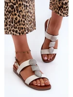 Dámské ploché sandály s ozdobami Sergio Leone White Dámské ploché sandály s ozdobami Sergio Leone White