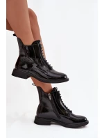Lakované dámské boty z přírodní kůže D&A – černé Lakované dámské boty z přírodní kůže D&A – černé