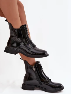 Lakované dámské boty z přírodní kůže D&A – černé