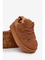Dětské zateplené sneakers s kožíškem Mireen – velbloudí