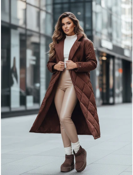 Dámská prošívaná hnědá bunda WARMISSA FashionStreet TY4917z