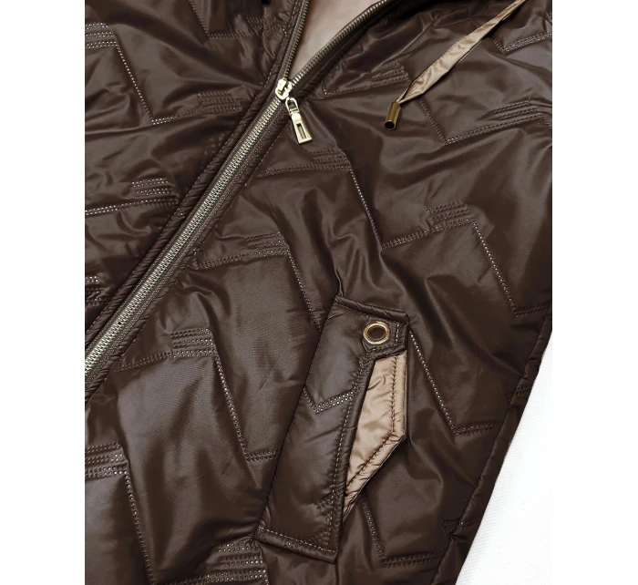 Dámská prošívaná bunda s kapucí Goodlookin v čokoládové barvě (B8596-14)