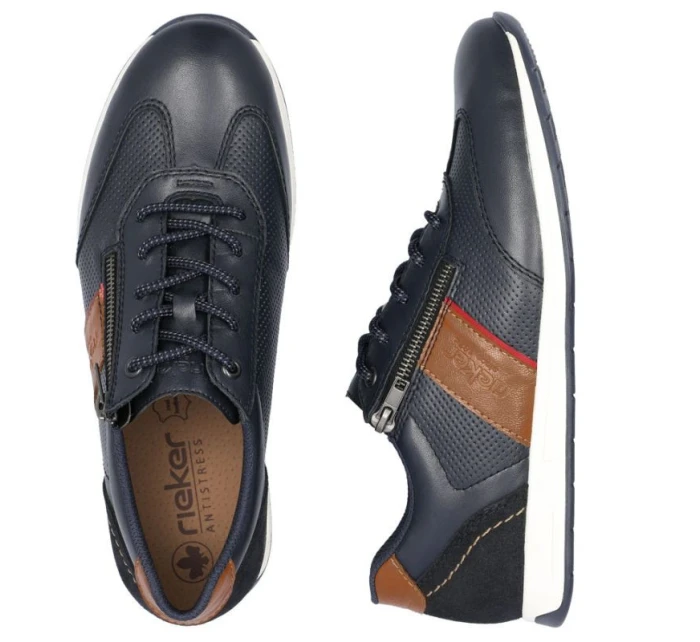 Pánské pohodlné kožené polobotky Rieker v tmavě modré barvě 11927-14