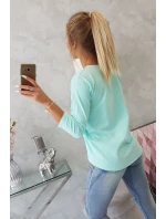 Halenka s 3D grafikou hodinek v mátové barvě Halenka s 3D grafikou hodinek v mátové barvě