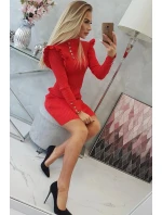 Přiléhavé svetrové šaty s knoflíky červené