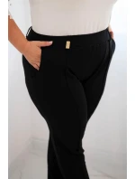 Dámské bavlněné kalhoty Plus Size s elastickým pasem černé Dámské bavlněné kalhoty Plus Size s elastickým pasem černé
