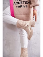 Dámské Teplé Kozačky Na Podpatku Béžove model 21596753 - Boto
