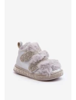 Kožené dětské zimní boty s kožíškem Stříbrné model 21641902 - Boto