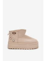 Dámské sněhule na platformě s přezkami světle béžové model 21714207 - Boto
