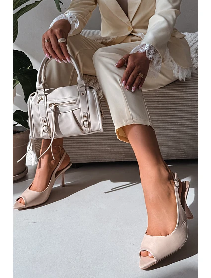 Dámské sandály na podpatku Béžové model 22091980 - Boto Dámské sandály na podpatku Béžové model 22091980 - Boto