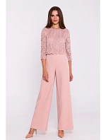 S381 Kombinéza s krajkovými detaily - pudrová