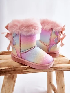 Dětské Teplé Sněhule Semišové s Mašlemi Vícebarevne Funky