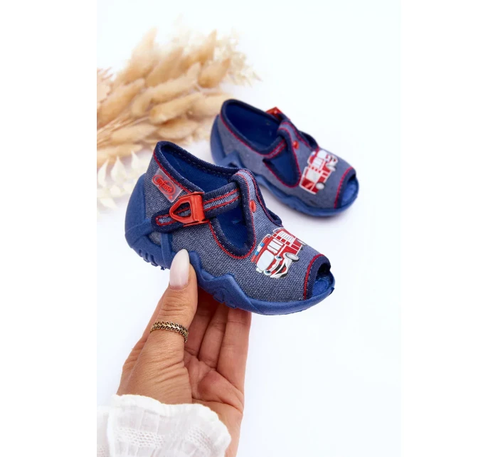Dětské sandály, pantofle Befado, Hasičské auto Modré Dětské sandály, pantofle Befado, Hasičské auto Modré
