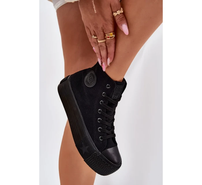 Dámské plátěné tenisky na platformě Big Star – černé Dámské plátěné tenisky na platformě Big Star – černé