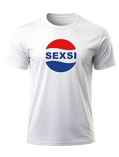 Pánské bavlněné tričko s potiskem - SEXSI - bílé
