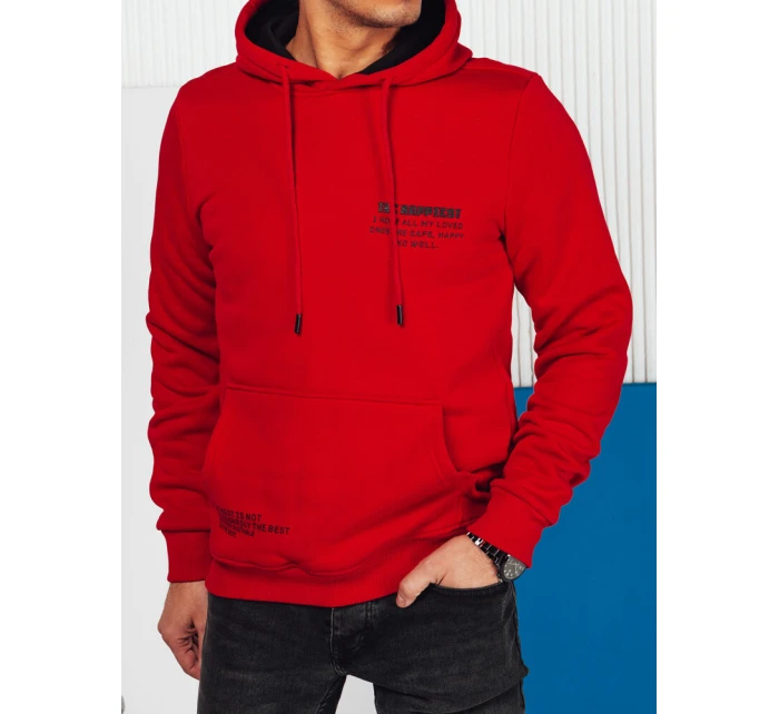 Pánská mikina s kapucí červená Dstreet model 21976024 - FashionStreet