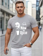 Tshirt męski klasyczny z nadrukiem bawełniany szary model 22217932 - FashionStreet Tshirt męski klasyczny z nadrukiem bawełniany szary model 22217932 - FashionStreet