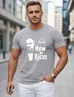 Pánské klasické bavlněné tričko s potiskem v šedé barvě FashionStreet NX5145R