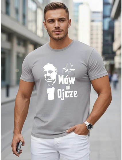 Tshirt męski klasyczny z nadrukiem bawełniany szary model 22217932 - FashionStreet Tshirt męski klasyczny z nadrukiem bawełniany szary model 22217932 - FashionStreet