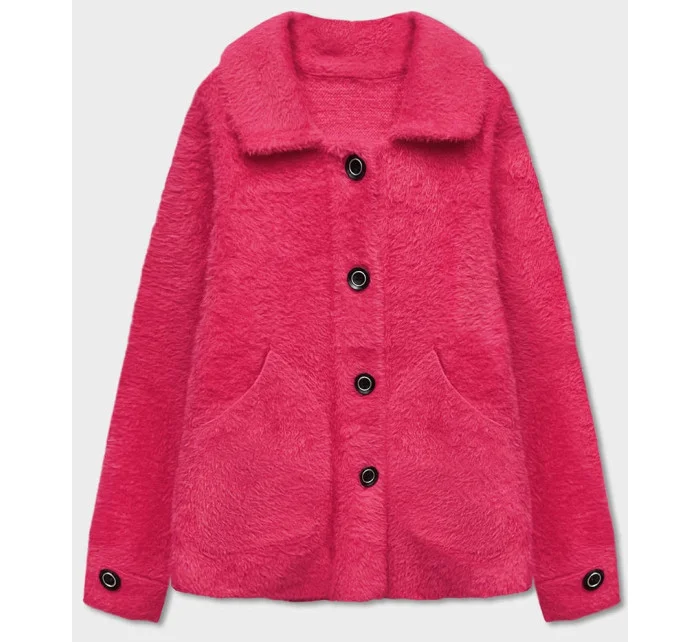 Krátký růžový přehoz přes oblečení typu alpaka na knoflíky model 18035550 - MADE IN ITALY