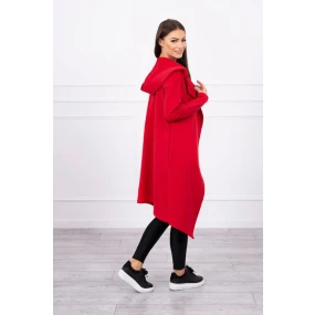 Dlouhý kabát s kapucí červený